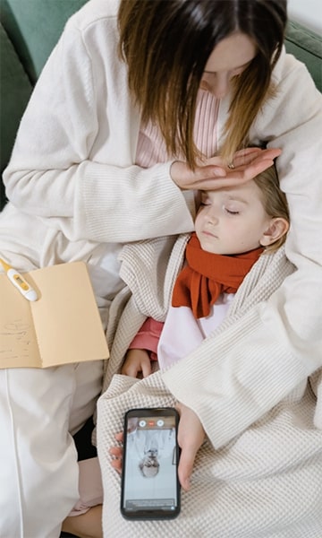 mother and baby have a video call