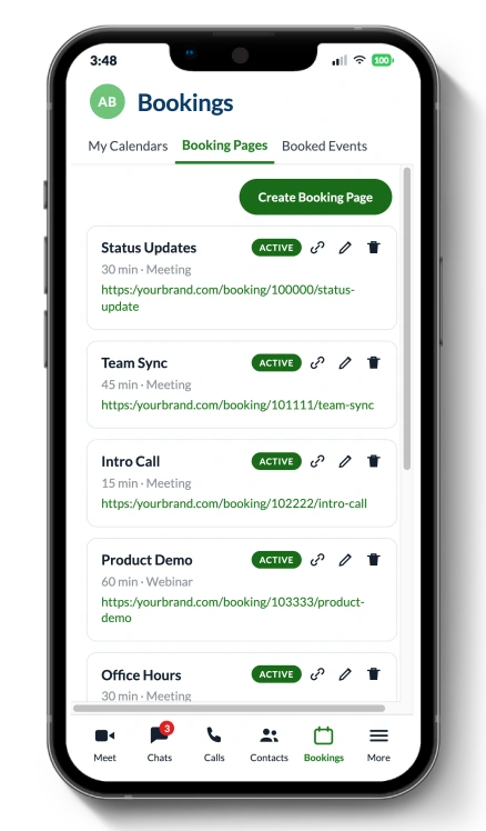 booking page API